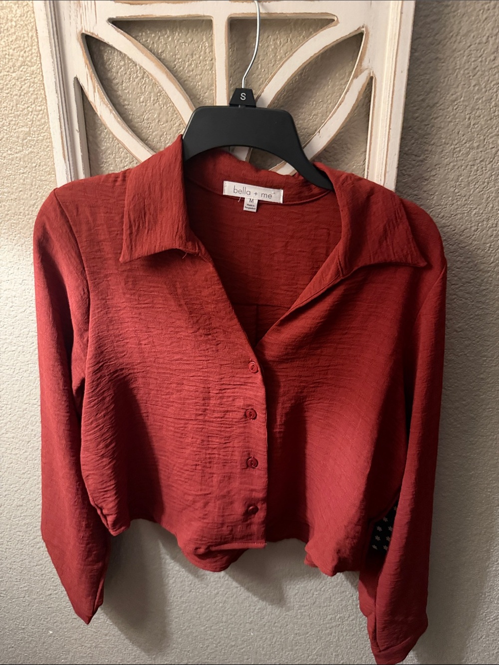 Rust Button-Front Women's Blouse - Picture 2 of 5